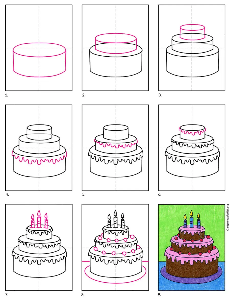 HOW TO DRAW CAKE DRAWING FOR BIRTHDAY | KIDS-saigonsouth.com.vn