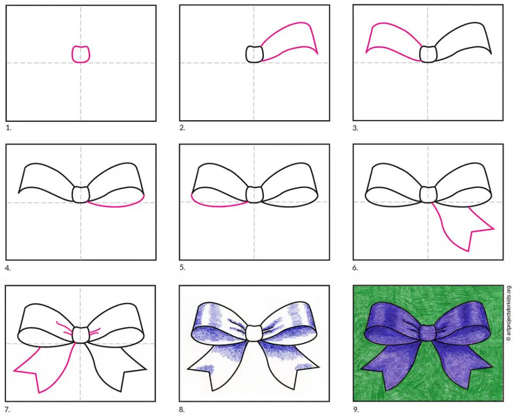 A step by step tutorial for how to draw an easy bow, also available as a free download.