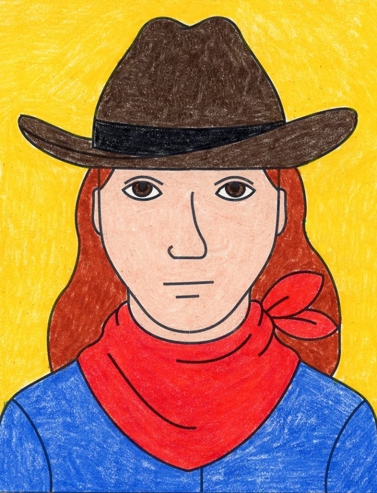 Easy How to Draw a Cowboy Hat Tutorial Video and Cowboy Hat Coloring Page
