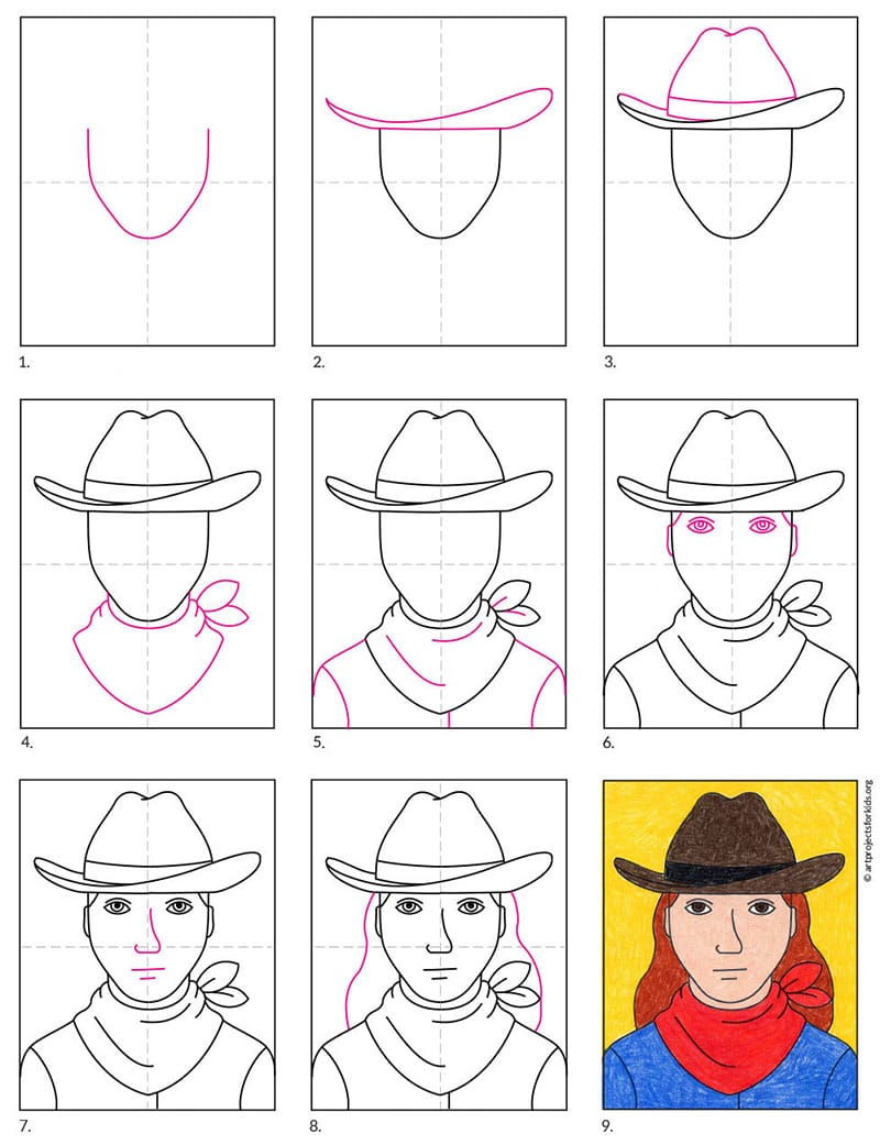 Easy How to Draw a Cowboy Hat Tutorial · Art Projects for Kids