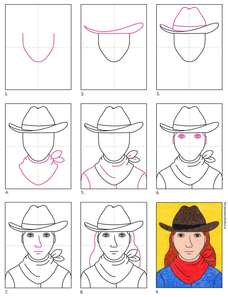 How To Draw Cowboy Hat Printable Step By Step Drawing