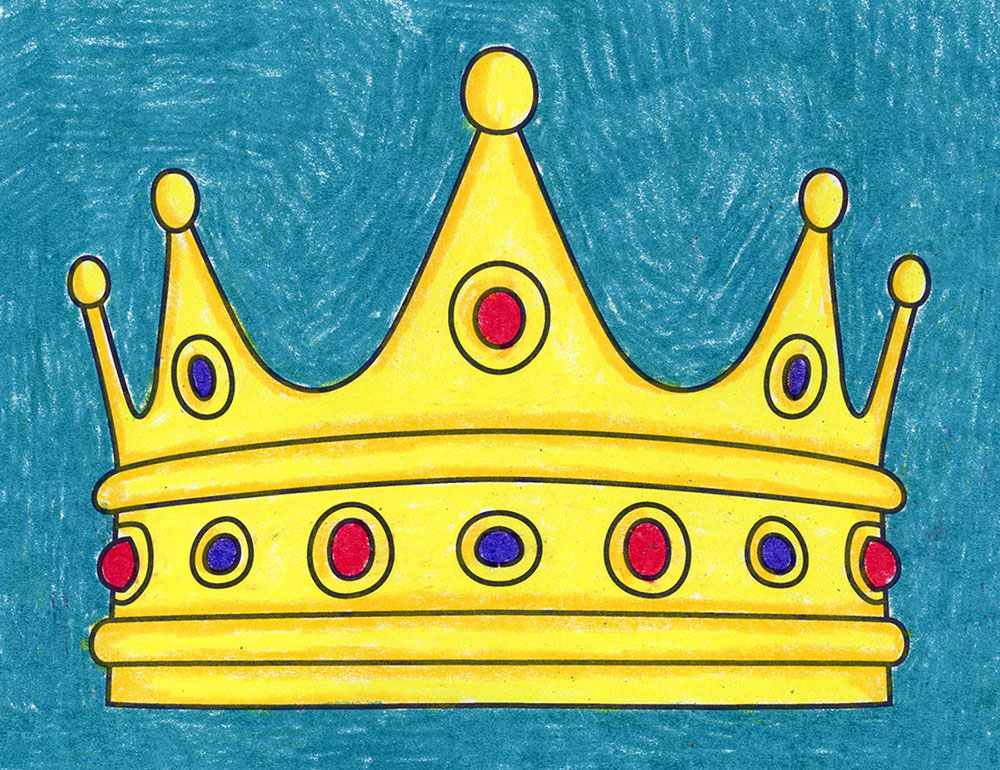 A drawing of a crown, made with the help of an easy step by step tutorial. 