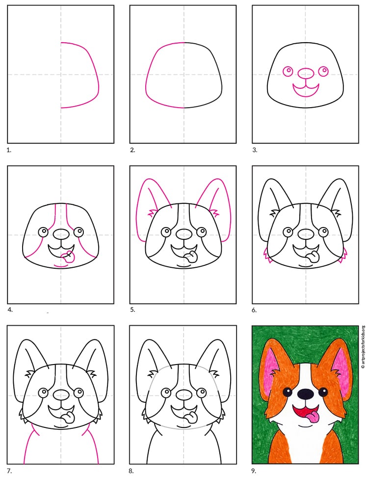 How to Draw a Dog's Face - An Easy & Fun Step by Step Guide · Art Projects  for Kids