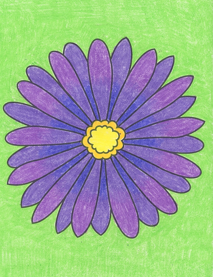 Easy How to Draw a Flower Tutorial Video and Flower Coloring Page