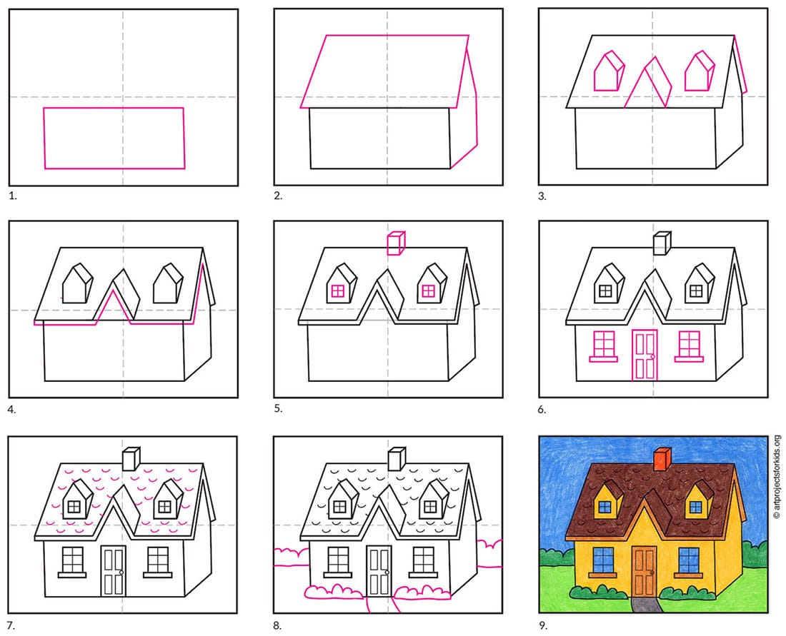 How to Draw a House · Art Projects for Kids