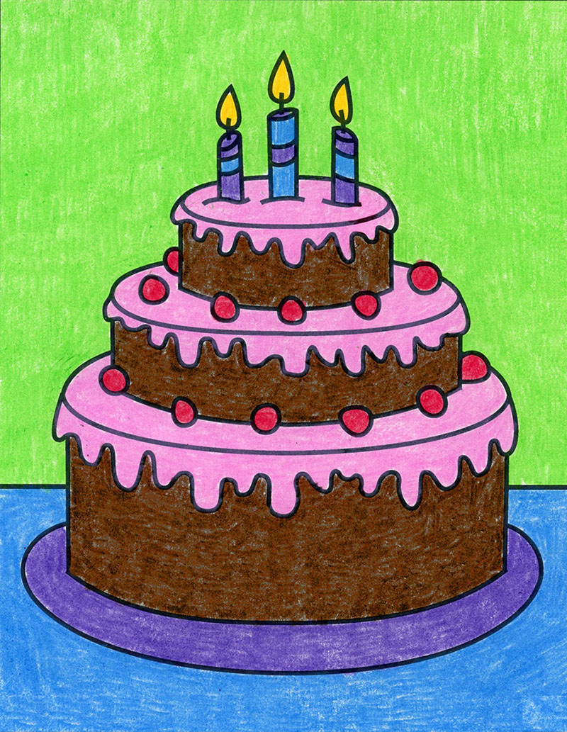 Easy How to Draw a Birthday Cake Tutorial