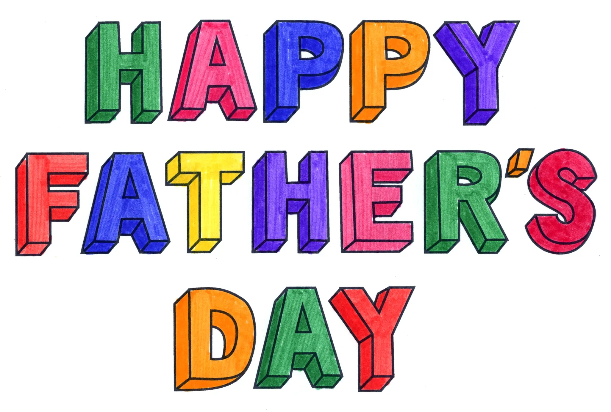Easy How to Draw a Happy Father’s Day Card Tutorial and Happy Father’s Day Card Coloring Page
