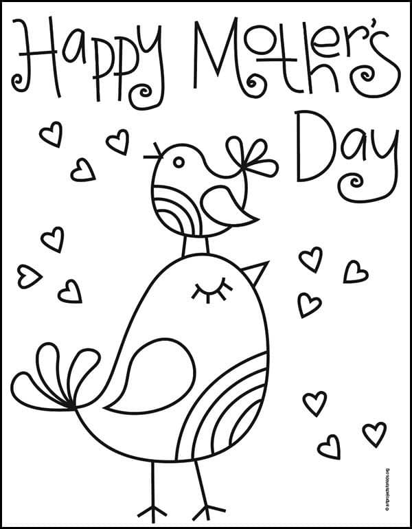 Mother's Day Card Coloring page, available as a free download.