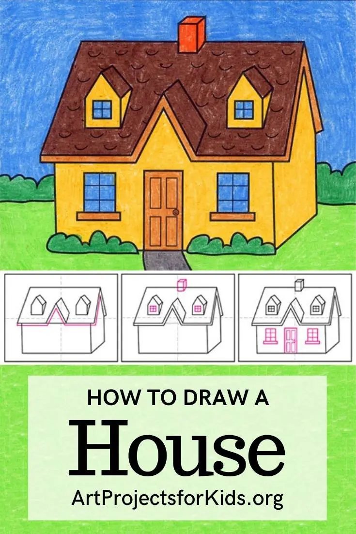How to Draw a House - Easy Step by Step Drawing for Kids and Beginners