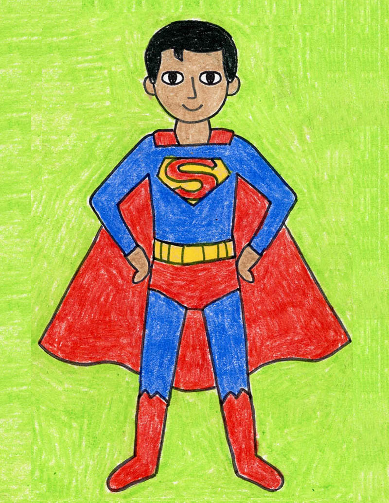 Easy How to Draw Superman Tutorial and Superman Coloring Page