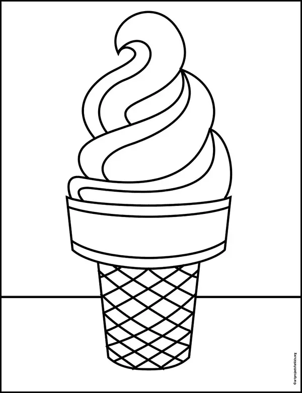 Food cute ice cream cone love paper drawing Vector Image