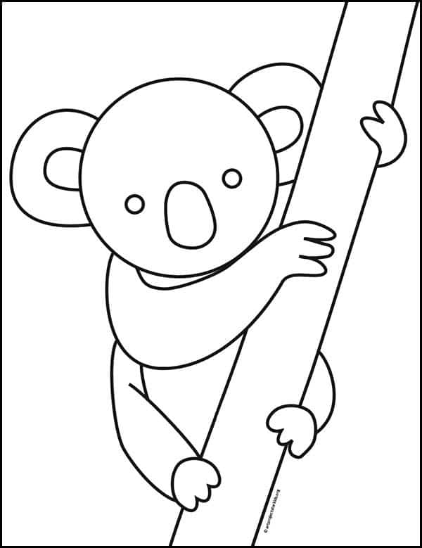 Easy How to Draw a Koala Tutorial and Koala Coloring Page