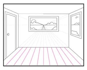 Easy How to Draw a One Point Perspective Room and Coloring Page