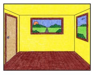 Easy How to Draw a One Point Perspective Room & Coloring Page