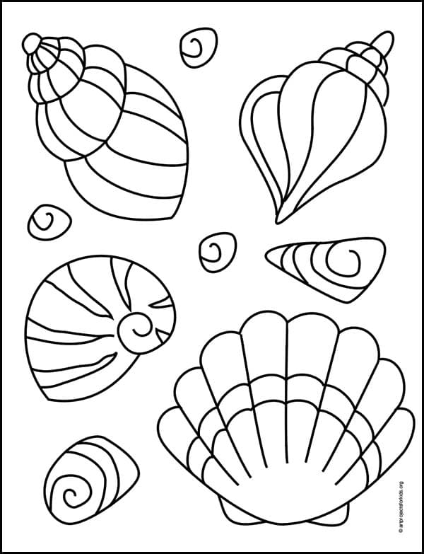 Simple Tips on how to Draw a Sea Shell Tutorial & Sea Shell Coloring ...