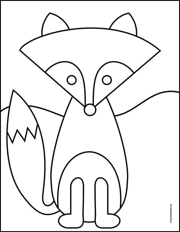 Easy How to Draw a Fox Tutorial and Fox Coloring Page · Art Projects ...