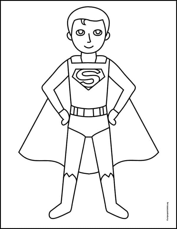 Easy How to Draw Superman Tutorial and Superman Coloring Page