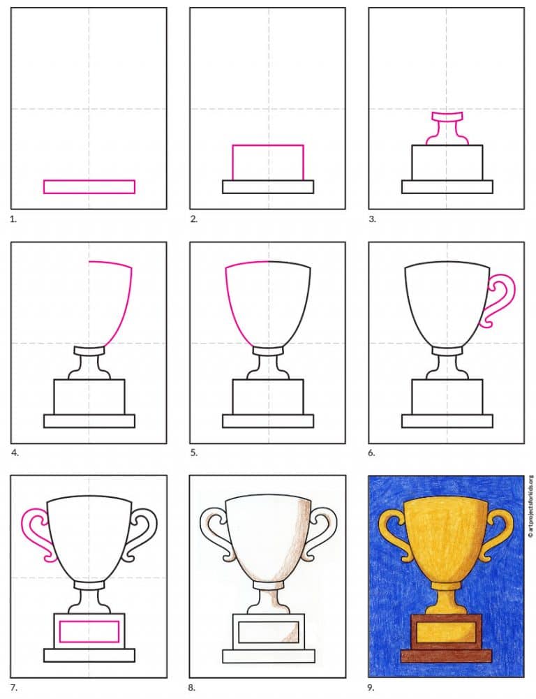Easy How to Draw a Trophy Tutorial · Art Projects for Kids