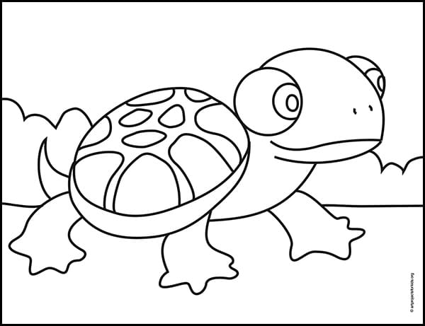 Easy How to Draw a Cartoon Turtle Tutorial