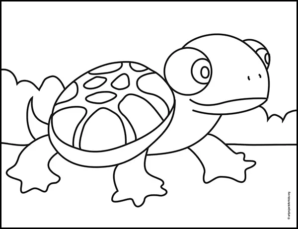 Cute doodle of a cartoon turtle in children's book style on Craiyon
