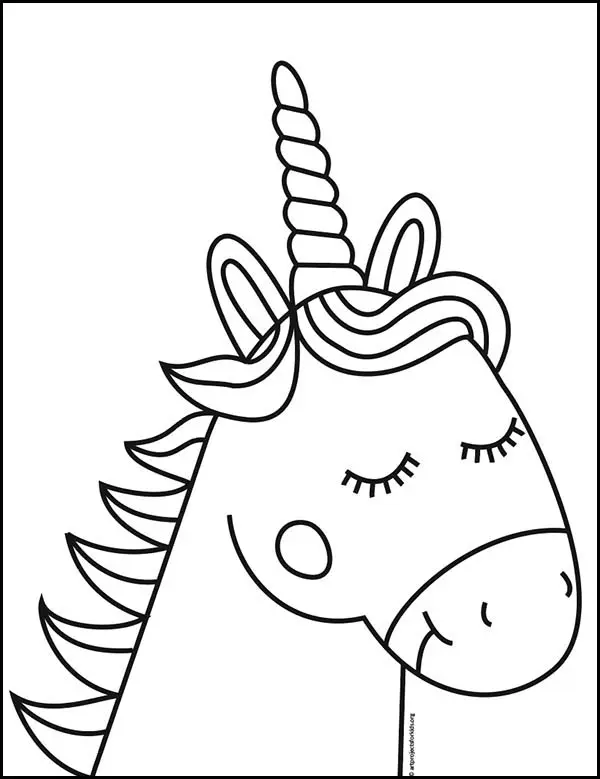 A Unicorn Head Coloring page, available as a free download.
