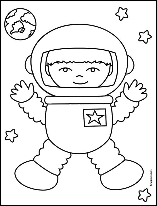 Easy How to Draw an Astronaut Tutorial and Astronaut Coloring Page (9/2023)