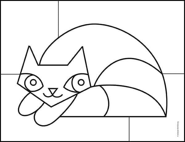A Romero Britto Cat Coloring page, available as a free download.