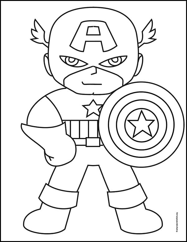 How to Draw a Captain America | Captain America Coloring Page