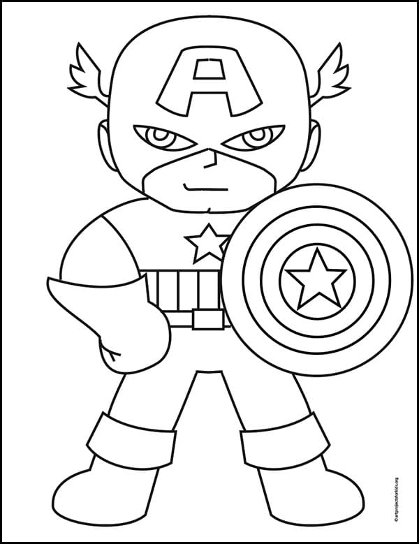 How to Draw a Captain America Captain America Coloring Page