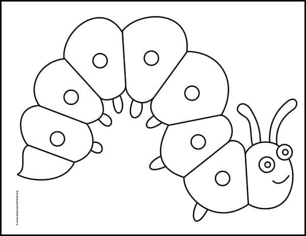 Easy How to Draw a Caterpillar Tutorial and Easy Caterpillar Coloring ...