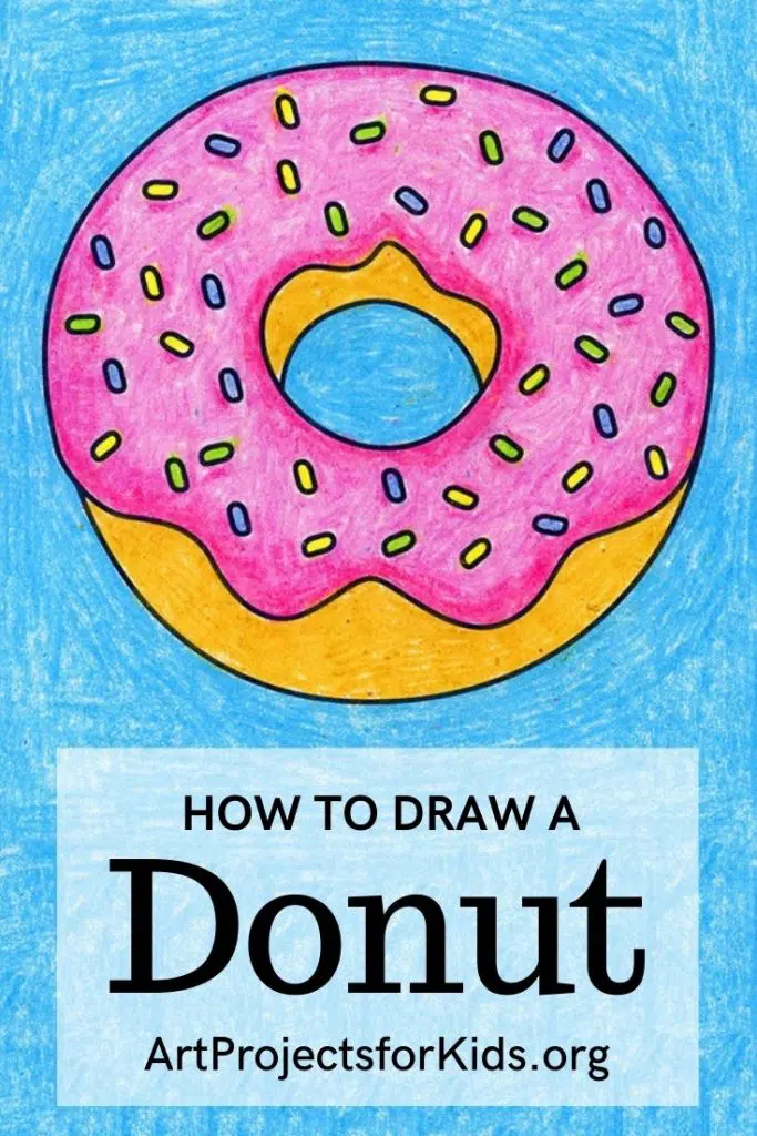 Простой учебник по рисованию пончиков и страница раскраски пончиков