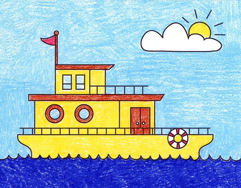 houseboat kerala drawing