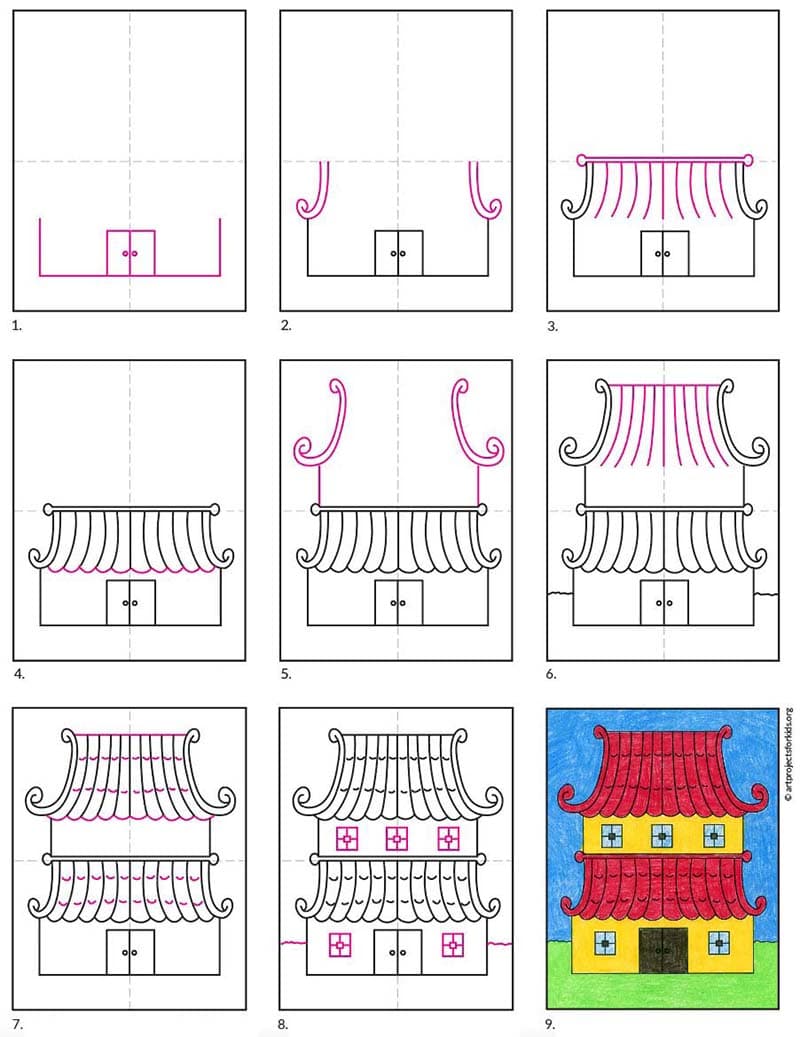 Draw a Pagoda · Art Projects for Kids