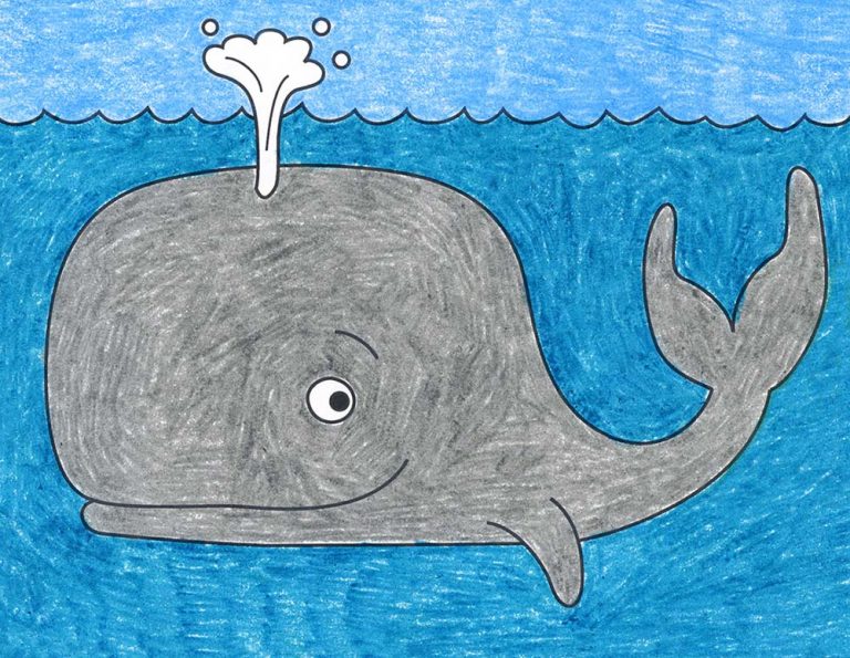 Easy How to Draw a Whale Tutorial · Art Projects for Kids