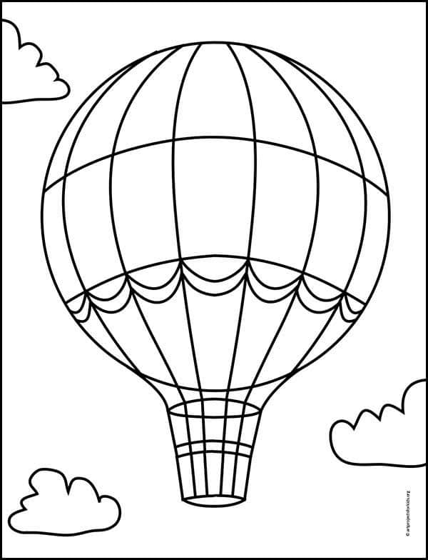 Hot Air Balloon Coloring Page — Activity Craft Holidays, Kids, Tips