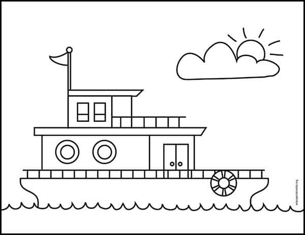 houseboat kerala drawing