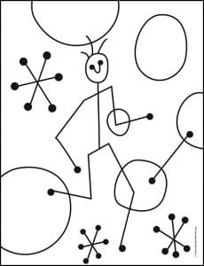 Easy Joan Miro Art Project and Joan Miro Coloring Page