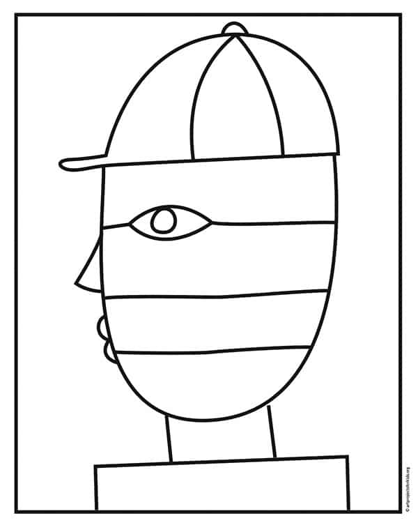 self portrait art lesson for elementary students Coloring page, available as a free download.