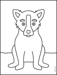 Easy How to Draw a Blue Dog Tutorial and Blue Dog Coloring Page