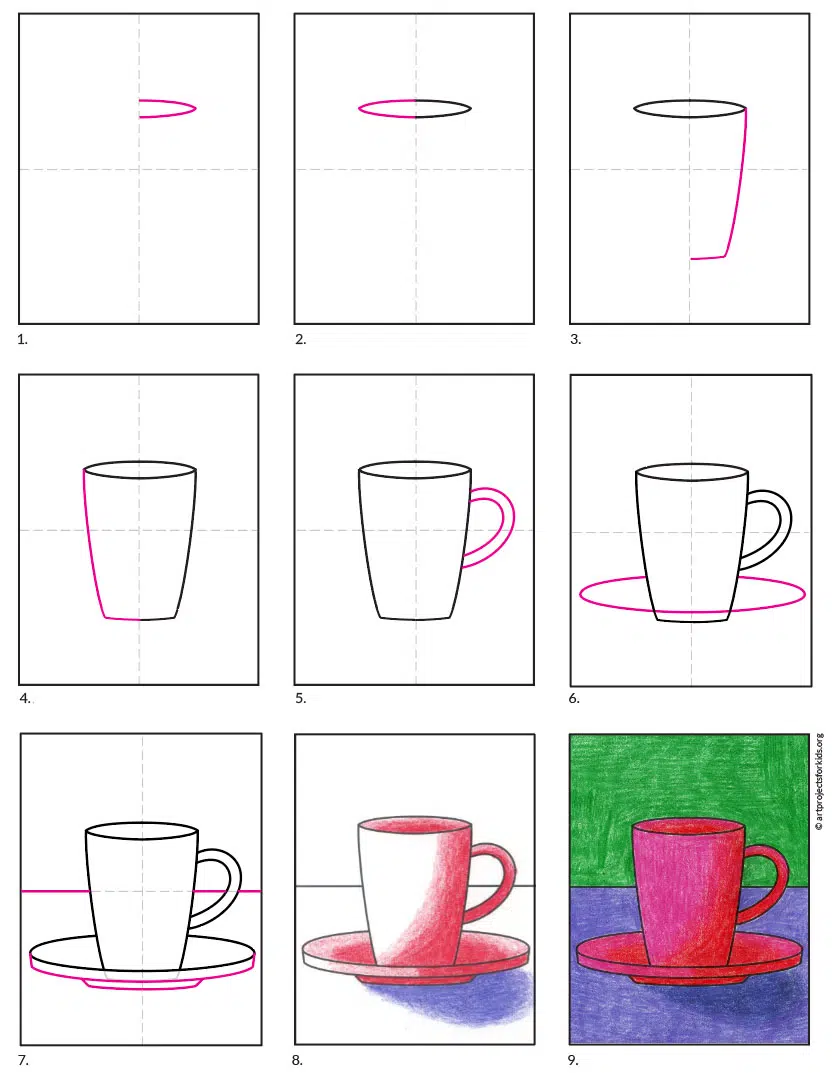 How to Draw a Tea Cup - Really Easy Drawing Tutorial