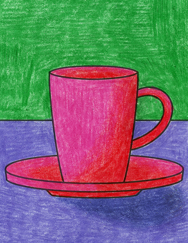 Cup plate drawing with chalk | Chalk drawings, Plate drawing, Drawings