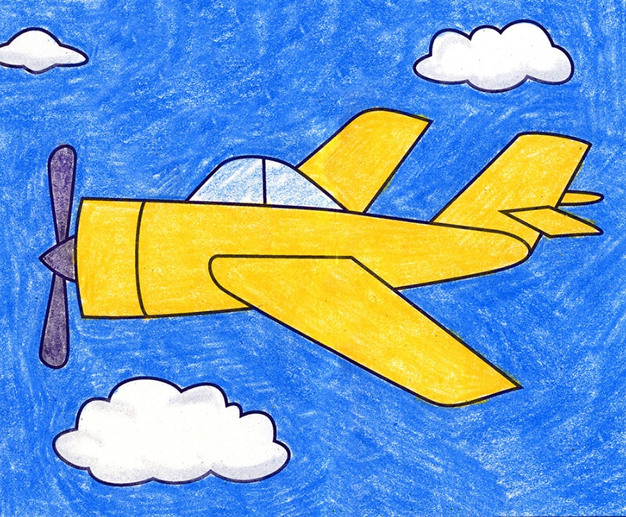 How to Draw an Airplane Easy | Step by Step Drawing Lessons for Kids