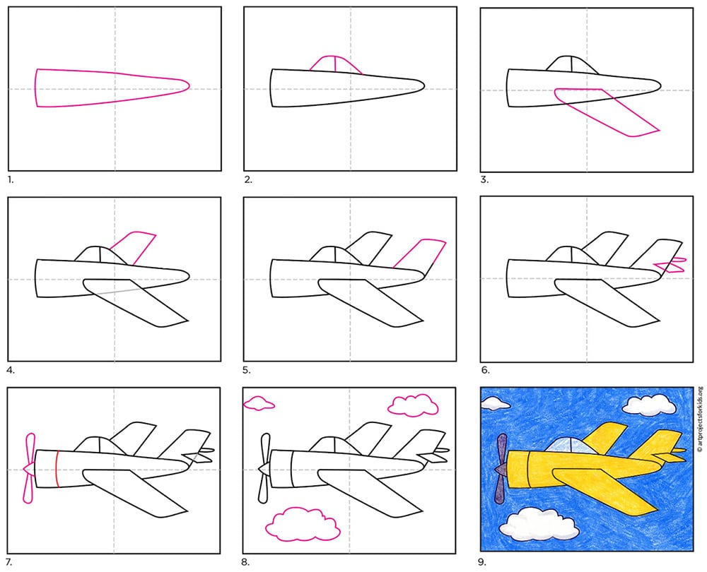 How to Draw an Airplane Easy Step by Step Drawing Lessons for Kids