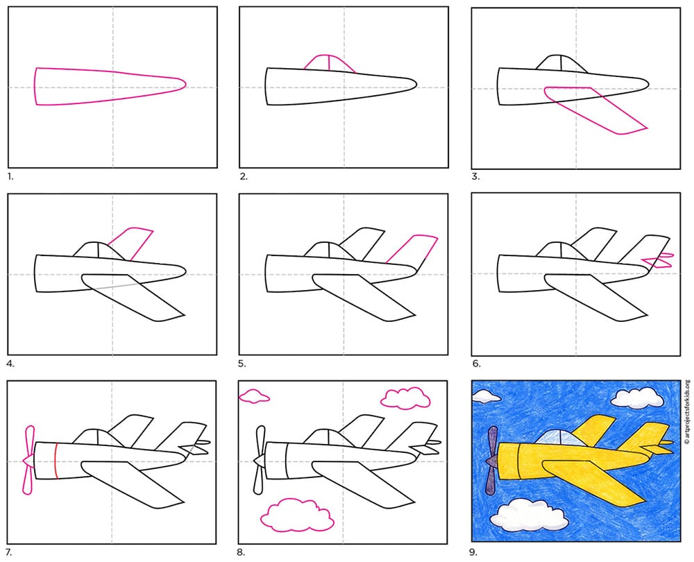 how to draw a simple small airplane