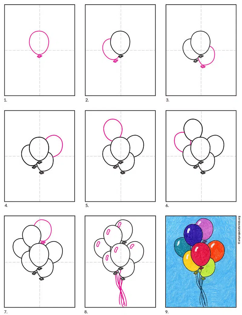 Balloons colored sketch hand-drawn bright Vector Image
