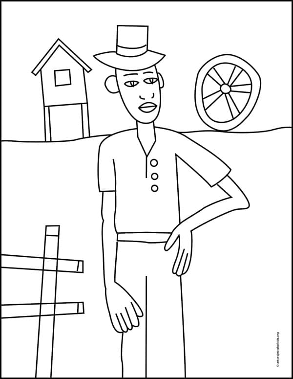 A Black history coloring page, available as a free download.