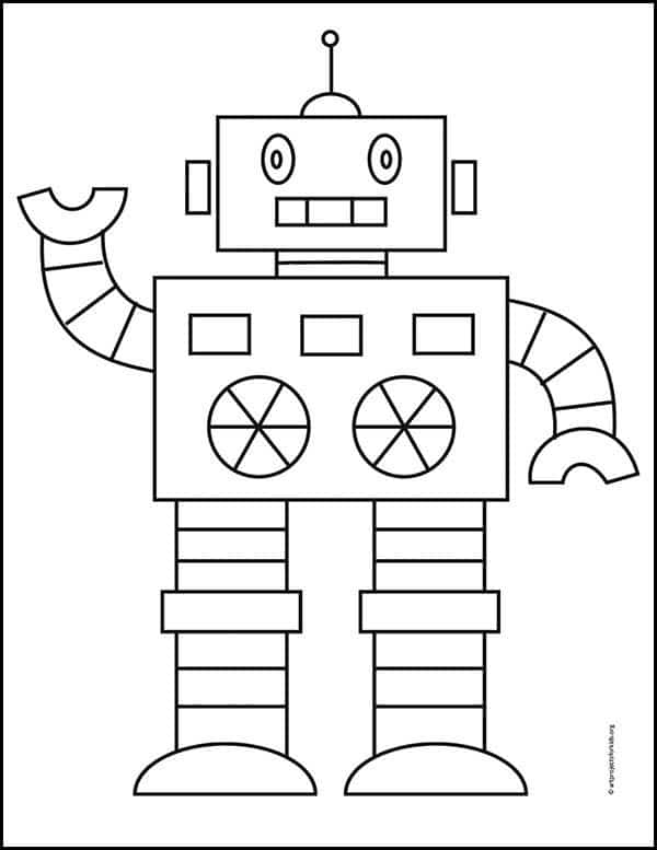 how to draw a robot robot coloring page