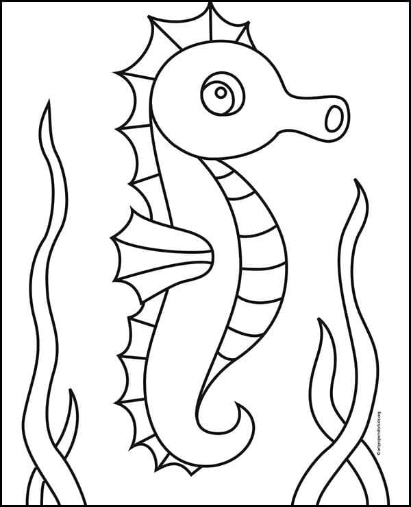 seahorse drawings for kids