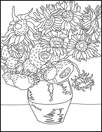 sunflower coloring page van gogh