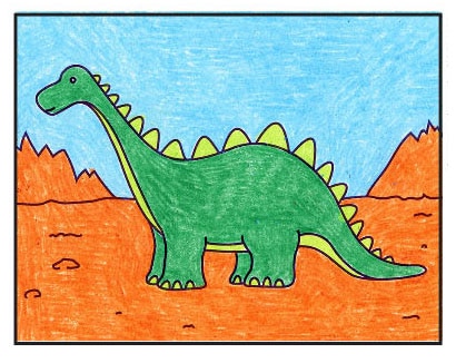 How to Draw an Easy Dinosaur · Step by Step Drawing Lesson for Kids